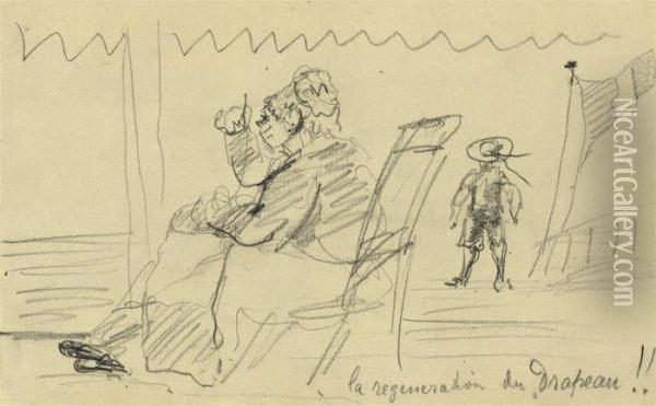 La Regeneration Du Drapeau!! Oil Painting - Henri De Toulouse-Lautrec