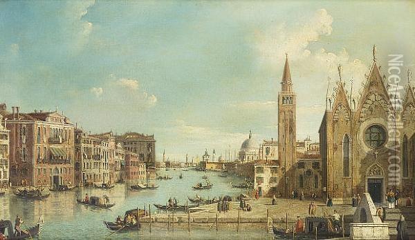 The Grand Canal, Venice From Santa Maria Della Carita To The Bacino Di San Marco Oil Painting - William James