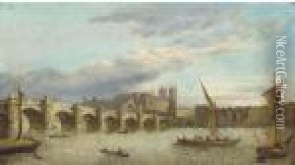 Vessels On The Thames Oil Painting - Samuel Scott