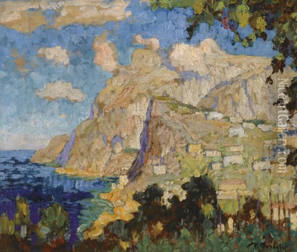 View Of Monte Solaro, Capri Oil Painting - Konstantin Ivanovich Gorbatov