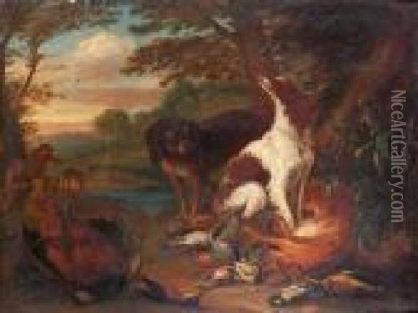 A Hunting Still Life Oil Painting - Adriaen de Gryef