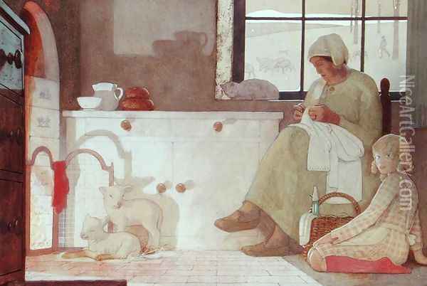 The Foster Mother, 1925 Oil Painting - Frederick Cayley Robinson