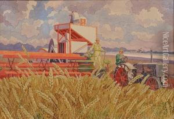 The Harvest Oil Painting - Pavel Fjodorowitsch Schwartz