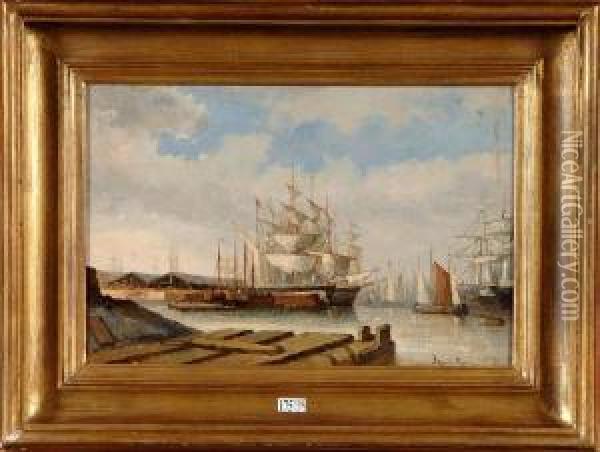 Grands Voiliers Au Port Oil Painting - Auguste Henri Musin