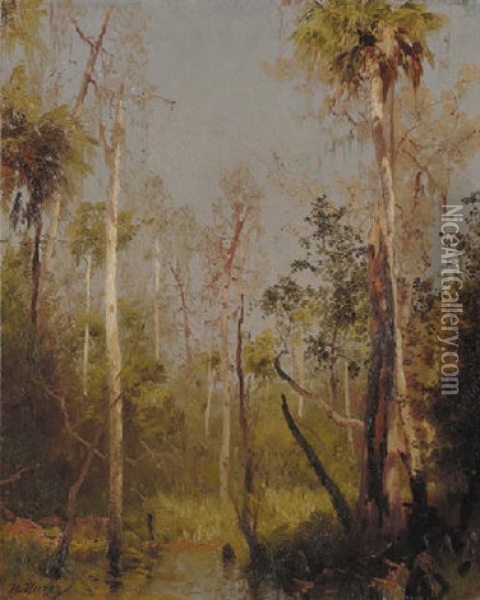 Florida Landscape Oil Painting - Hermann Herzog