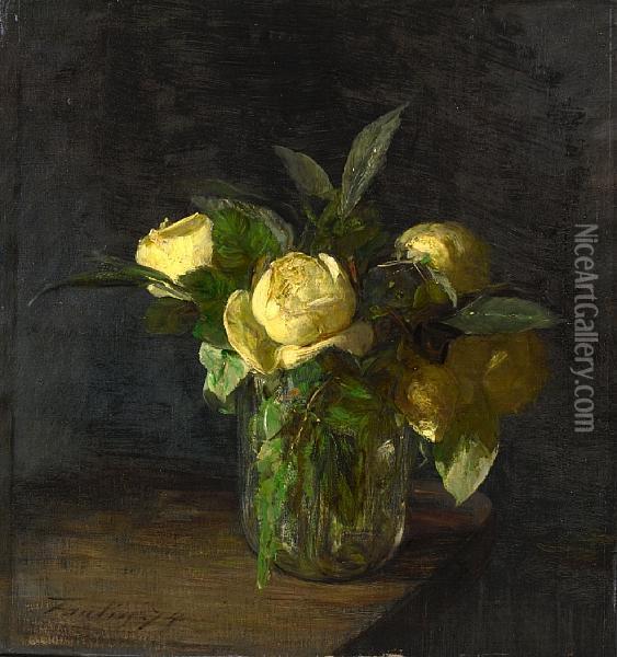 Pivoines Dans Un Vase Oil Painting - Ignace Henri Jean Fantin-Latour