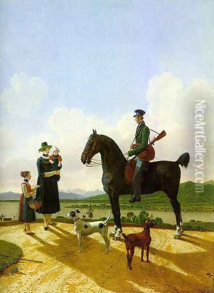 Riders on Lake Tegernsee II 1825 Oil Painting - Wilhelm Von Kobell