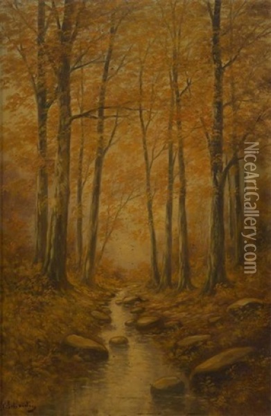 Ruisseau En Automne (2 Works) Oil Painting - Paul Schouten