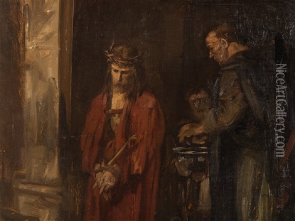 Jesus Before Pilate Oil Painting - Eduard (Karl-Franz) von Gebhardt
