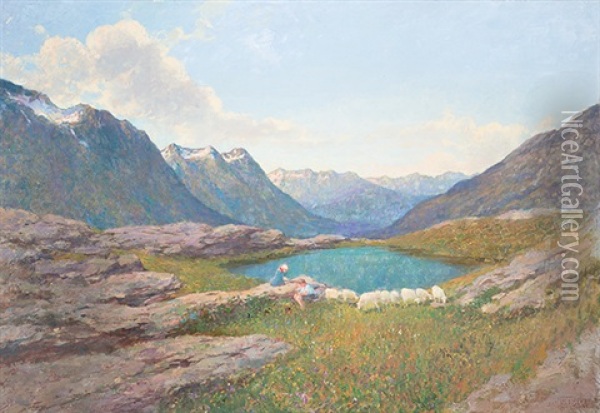 Tessiner Bergsee Oil Painting - Gioacchino Galbusera
