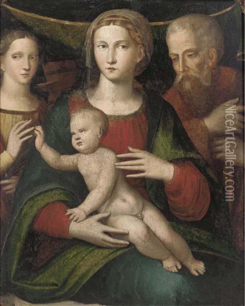 The Mystic Marraige Of Saint Catherine Oil Painting - Giacomo Raibolini