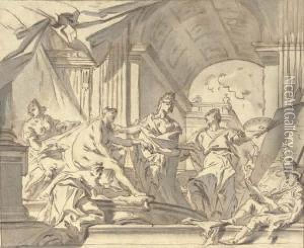 Alexander Presenting Campaspe To Apelles Oil Painting - Carlo Innocenzo Carloni