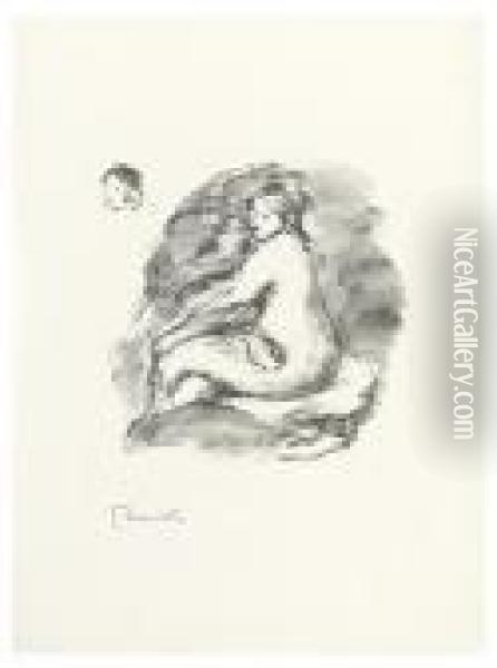 Femme Nue Assise. Oil Painting - Pierre Auguste Renoir