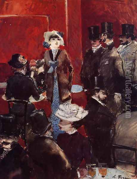 At The Cafe Oil Painting - Jean-Louis Forain