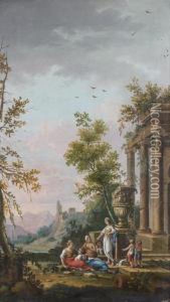 Une Sibylle Prechant Pres De Ruines Oil Painting - Jean-Baptiste Claudot De Nancy