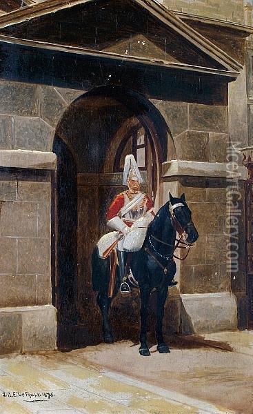 Horseguards, A Pair Oil Painting - J.B.E De Taille