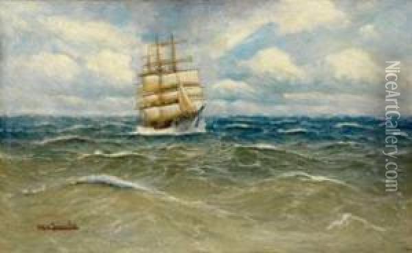 Dreimast-vollschiff Auf Hoher See Oil Painting - Alfred Jensen