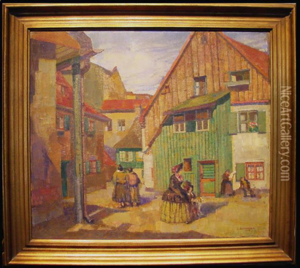 Houses In Schwabing Oil Painting - Julius Graumann