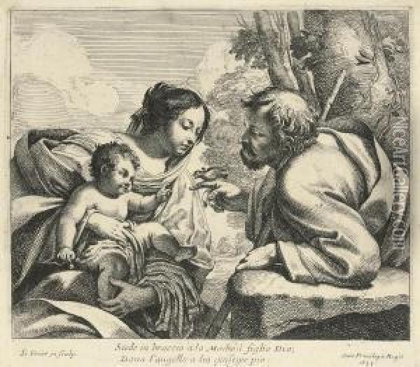 The Holy Family Oil Painting - Aubin Vouet