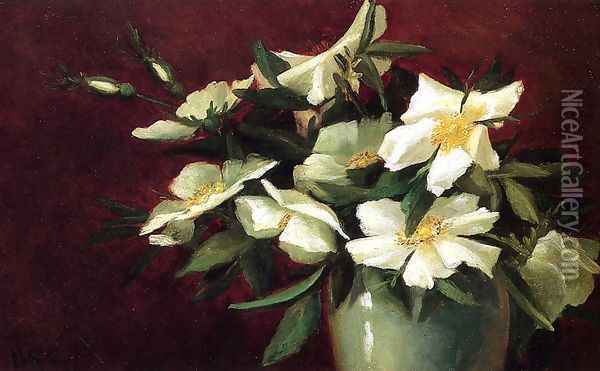 White Roses Oil Painting - Harriet Cheney