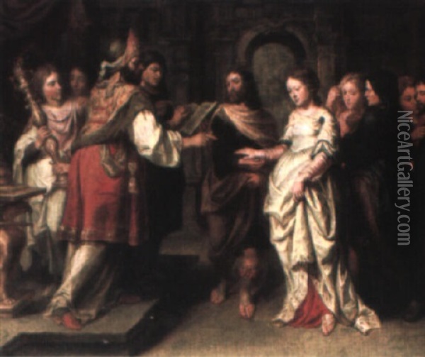 The Marriage Of The Virgin Oil Painting - Peter Van Lint