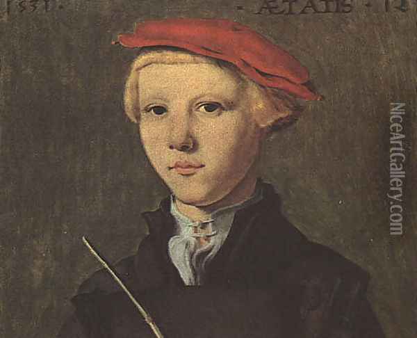 Portrait of a Young Scholar (detail) 1531 Oil Painting - Jan Van Scorel