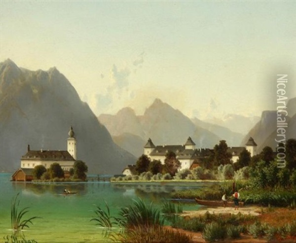 Landpartie Aus Gmunden Oil Painting - Leopold Stephan
