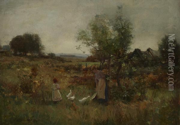 On The Muirton, Blairgowrie Oil Painting - Thomas Bromley Blacklock