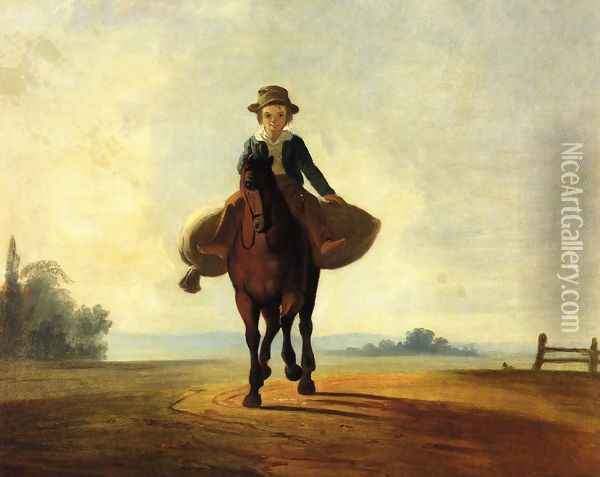 The Mill Boy: The Boonville Juvenile Clay Club Banner Oil Painting - George Caleb Bingham