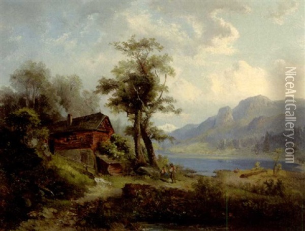 Am Wolfgangsee Oil Painting - Gustav Barbarini