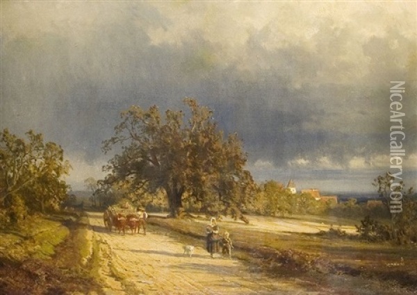 Sonnenschein Auf Der Landstrase Oil Painting - Ludwig Hugo Becker