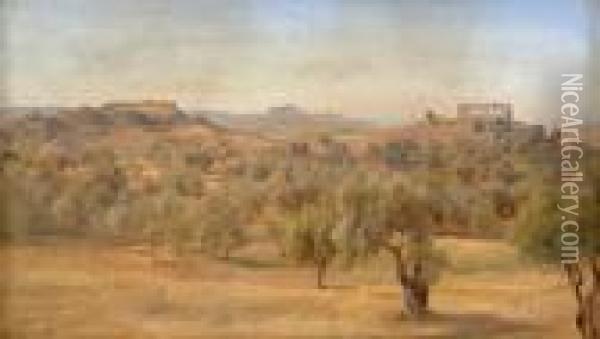 Campo Cantaginese. Oil Painting - Gustav Friedrich Papperitz