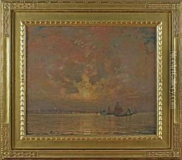 Moonrise On The Lagoon Oil Painting - Hermann Dudley Murphy
