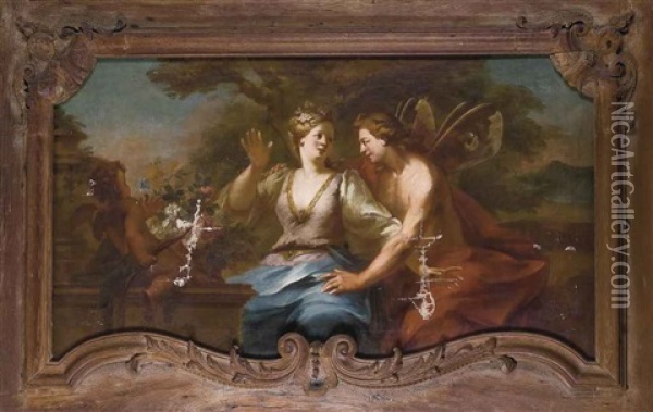Flore Et Zephyr Oil Painting - Charles de La Fosse