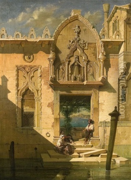 Venezianische Architektur Oil Painting - Gustav Adolphe Hahn