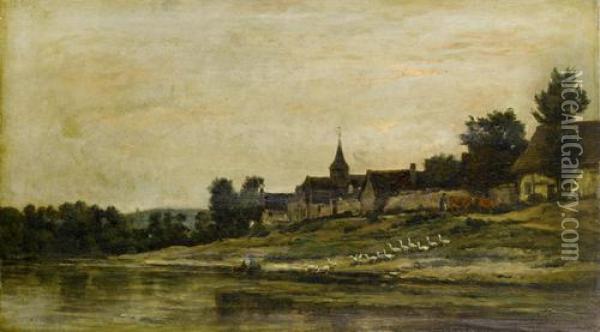 La Seine A Portefoie Oil Painting - Charles-Francois Daubigny