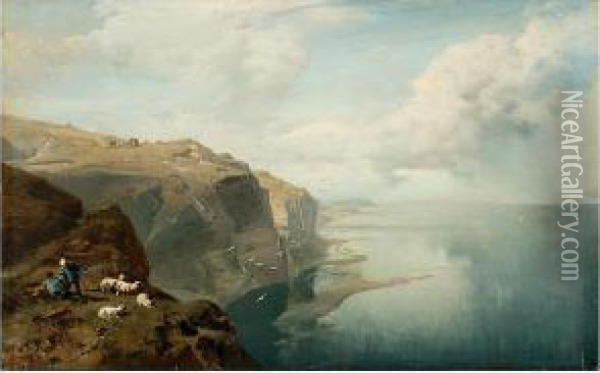 Die Klippen Von Etretat In Der Normandie Oil Painting - Charles Hoguet