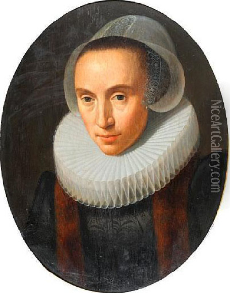 Portrait Of A Lady, Aged 36 Oil Painting - Michiel Jansz. Van Miereveldt