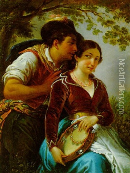 Beim Tanz, Ein Kleiner Flirt Oil Painting - Karl von Blaas