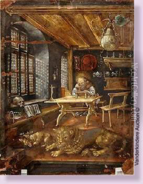 Saint Jerome Dans Son Cabinet De Travail Oil Painting - Albert Durer Lucas