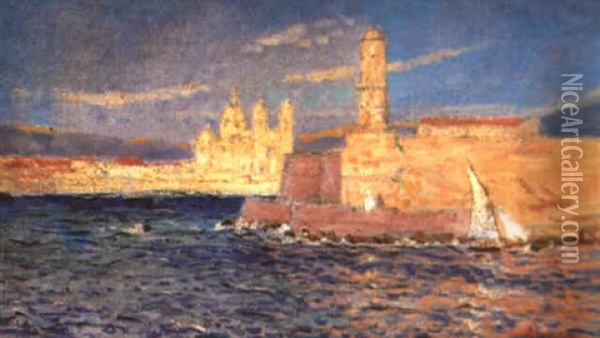 Port Mediterraneen Oil Painting - Leon Giran-Max