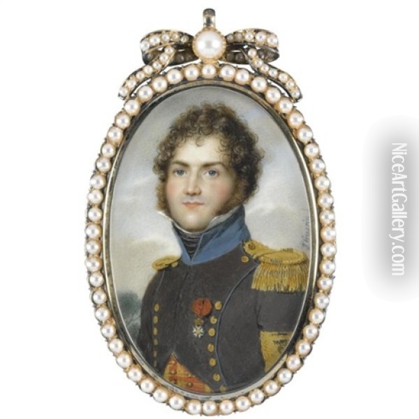 Portrait Of A French Officer Oil Painting - Jean Urbain Guerin