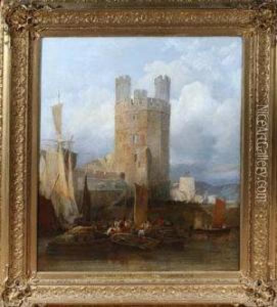 The Eagle Tower, Carnarvon Castle Oil Painting - Thomas Miles Richardson