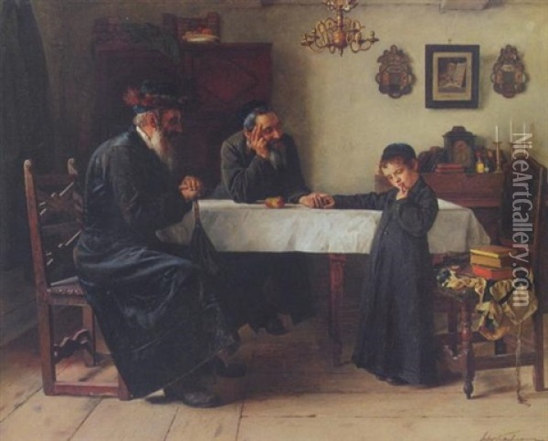 Der Besuch Des Rabbi Oil Painting - Isidor Kaufmann