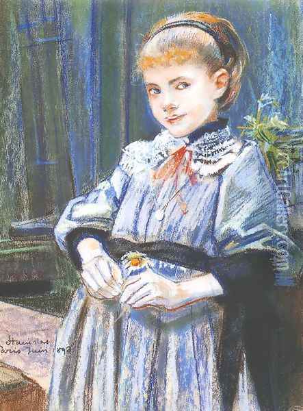 Portrait of a Girl Oil Painting - Stanislaw Wyspianski