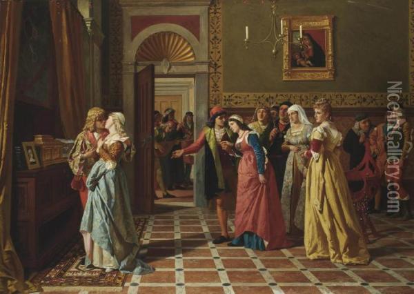 Bassanio Winning The Heart Of Portia Oil Painting - Antonio Paoletti
