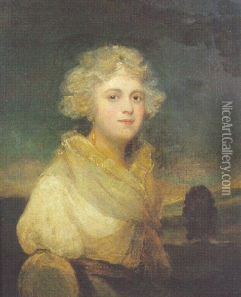 Portrait De Femme Dans Un Paysage Oil Painting - Sir John Hoppner