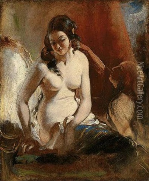Study Of A Girl At Her Toilet Oil Painting - William Etty