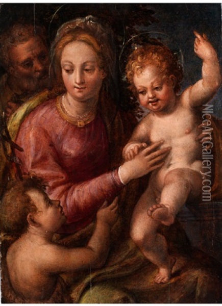 Sacra Famiglia Con San Giovannino  (heilige Familie Mit Heiligem Johannes) Oil Painting -  Perino del Vaga