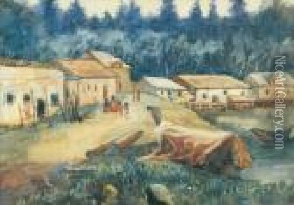 Ucluelet Village, Vancouver Island Oil Painting - Emily M. Carr